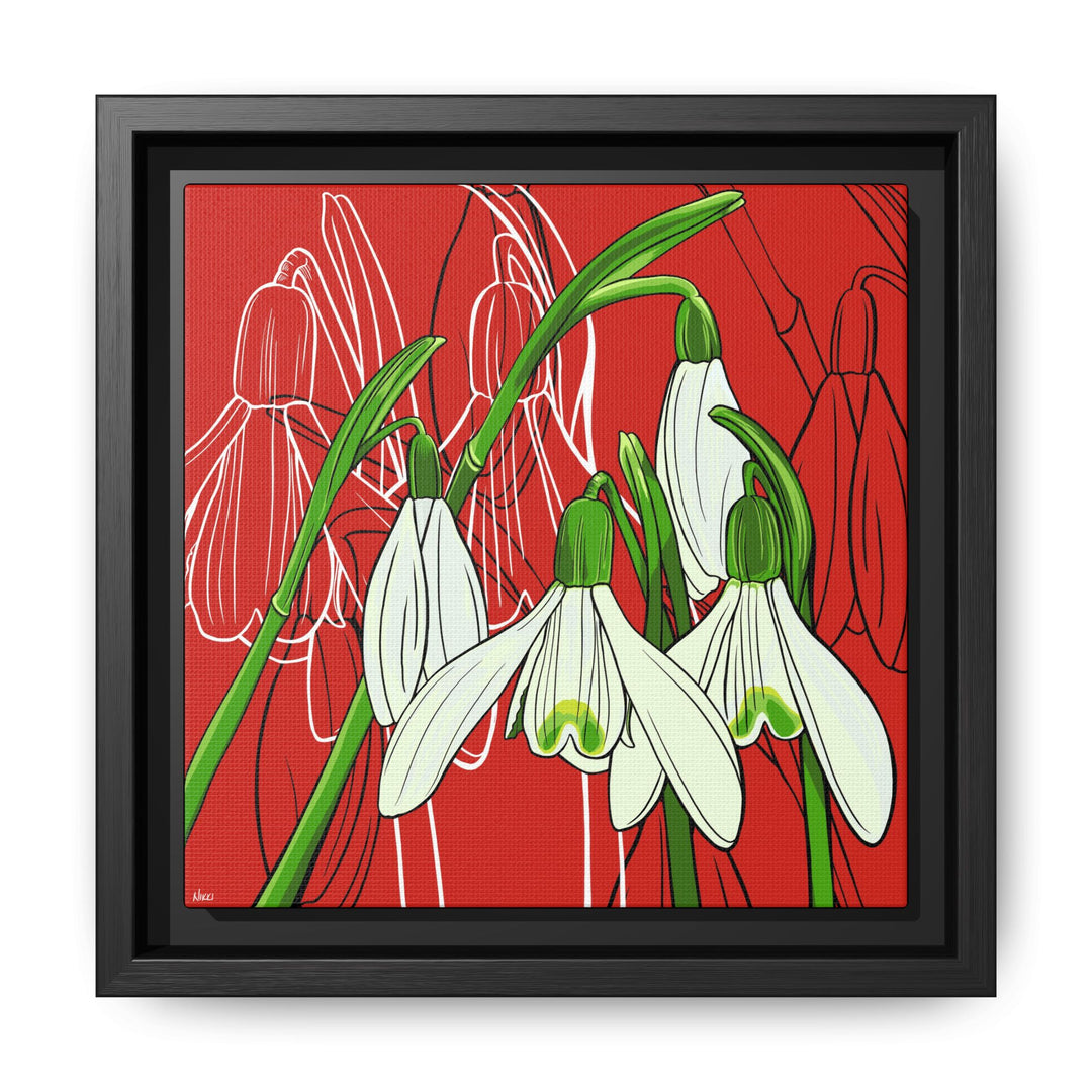 Snowdrop: January Birth Month Flower — Framed Canvas Print Wall Art