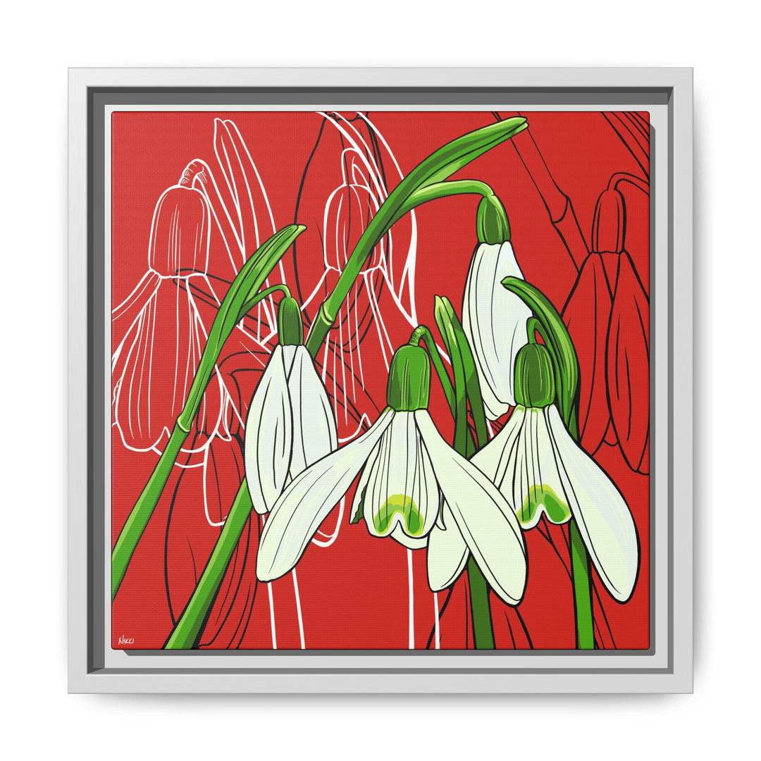 Snowdrop: January Birth Month Flower — Framed Canvas Print Wall Art