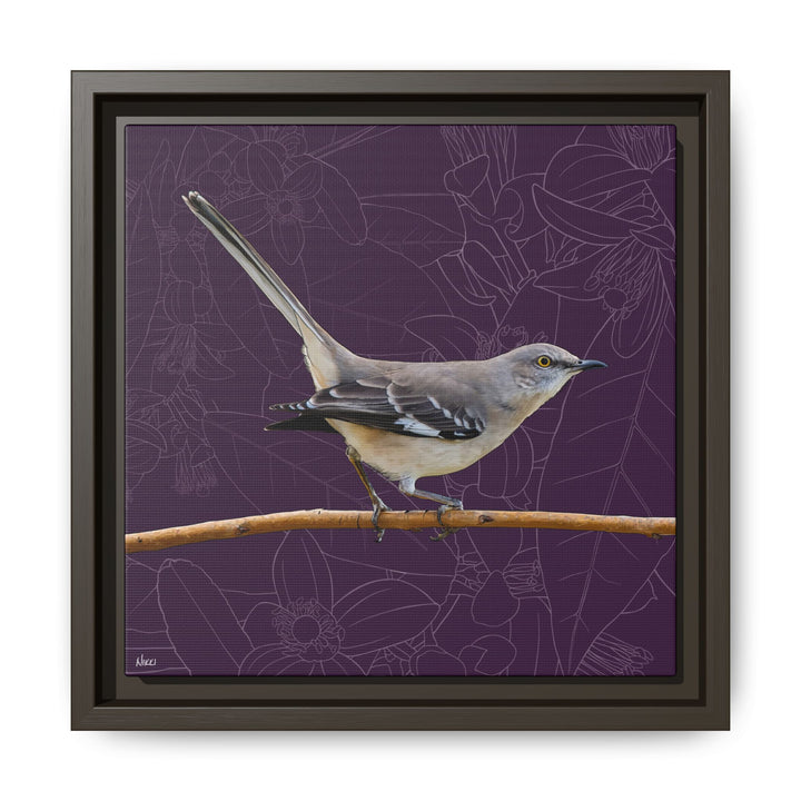Northern Mockingbird: Florida State Bird — Framed Canvas Print Wall Art