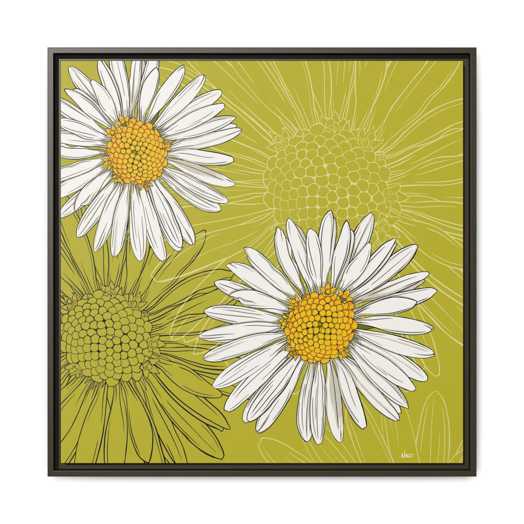 Daisy: April Birth Month Flower — Framed Canvas Print Wall Art