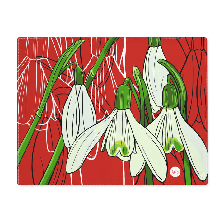 Snowdrop Cotton Twill Placemat — January Birth Month Flower