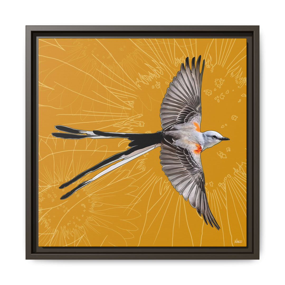 Scissor Tailed Flycatcher: Oklahoma State Bird — Framed Canvas Print Wall Art
