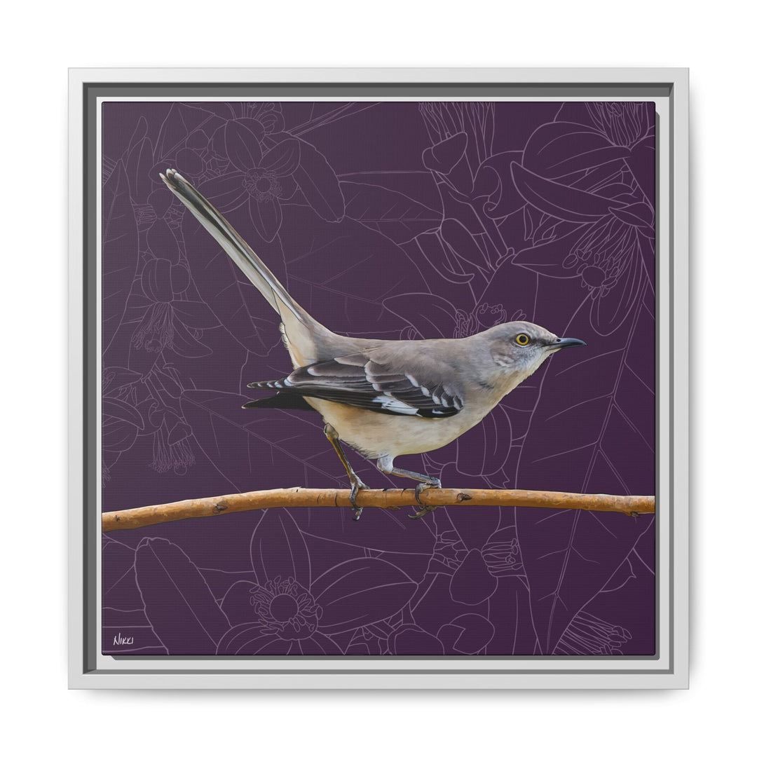 Northern Mockingbird: Florida State Bird — Framed Canvas Print Wall Art