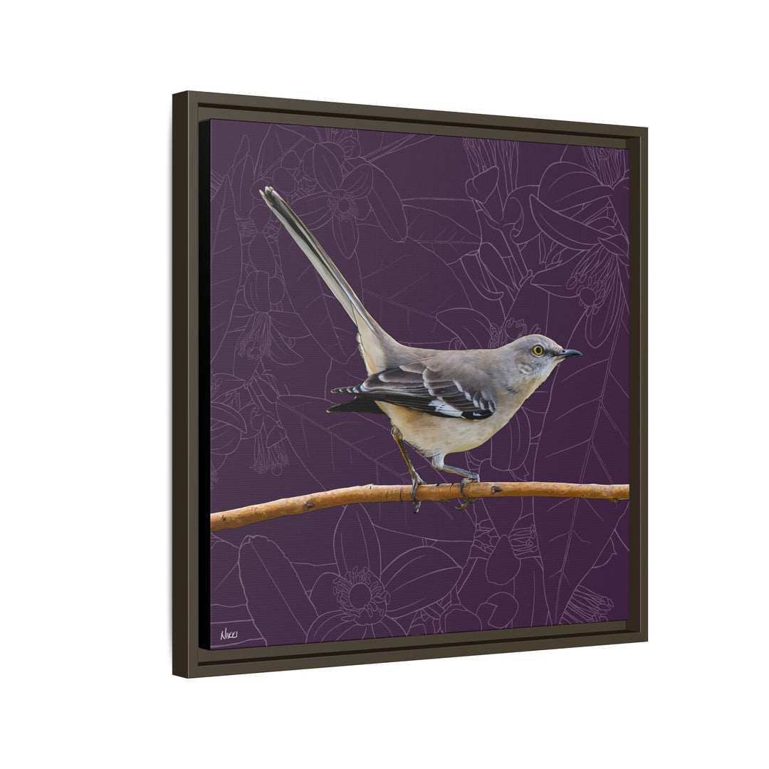 Northern Mockingbird: Florida State Bird — Framed Canvas Print Wall Art