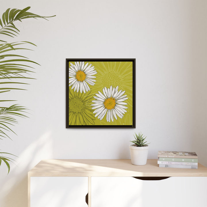 Daisy: April Birth Month Flower — Framed Canvas Print Wall Art