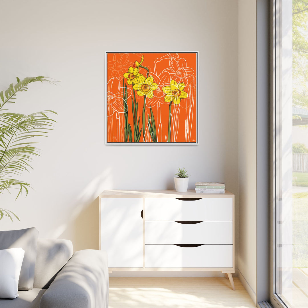 Daffodil: March Birth Month Flower — Framed Canvas Print Wall Art