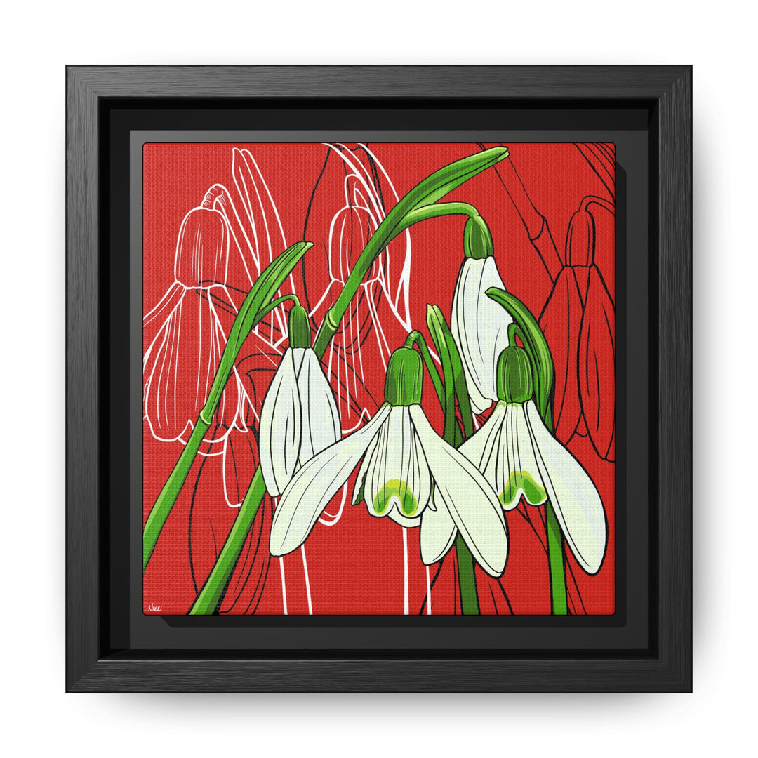 Snowdrop: January Birth Month Flower — Framed Canvas Print Wall Art