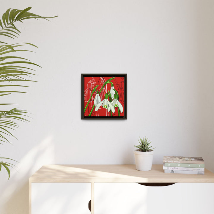Snowdrop: January Birth Month Flower — Framed Canvas Print Wall Art