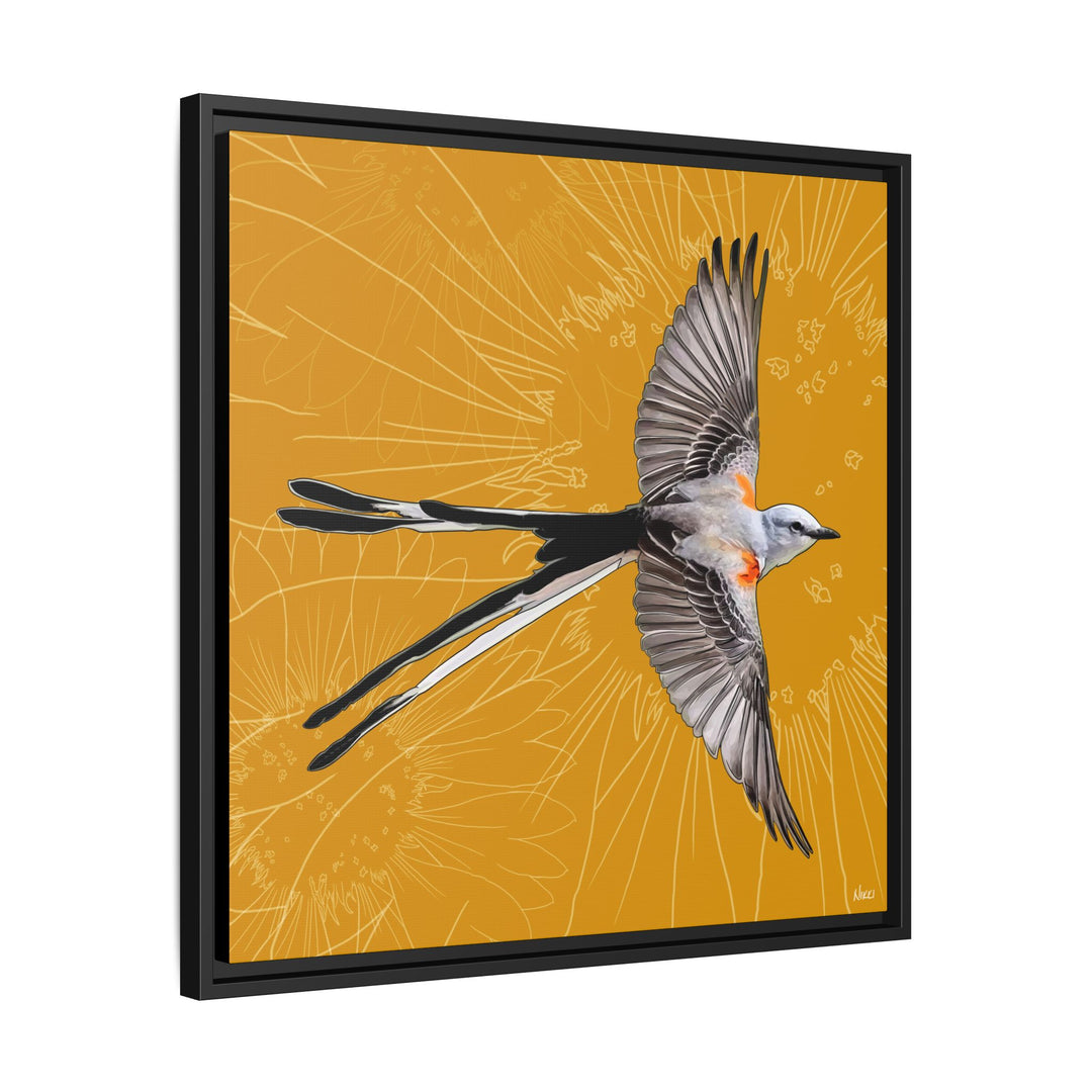 Scissor Tailed Flycatcher: Oklahoma State Bird — Framed Canvas Print Wall Art