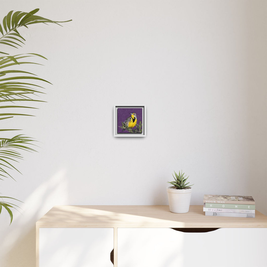 Western Meadowlark: North Dakota State Bird — Framed Canvas Print