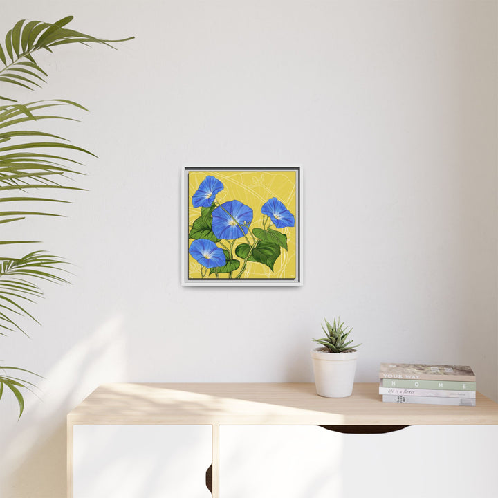 Blue Morning Glory: September Birth Month Flower — Framed Canvas Print Wall Art