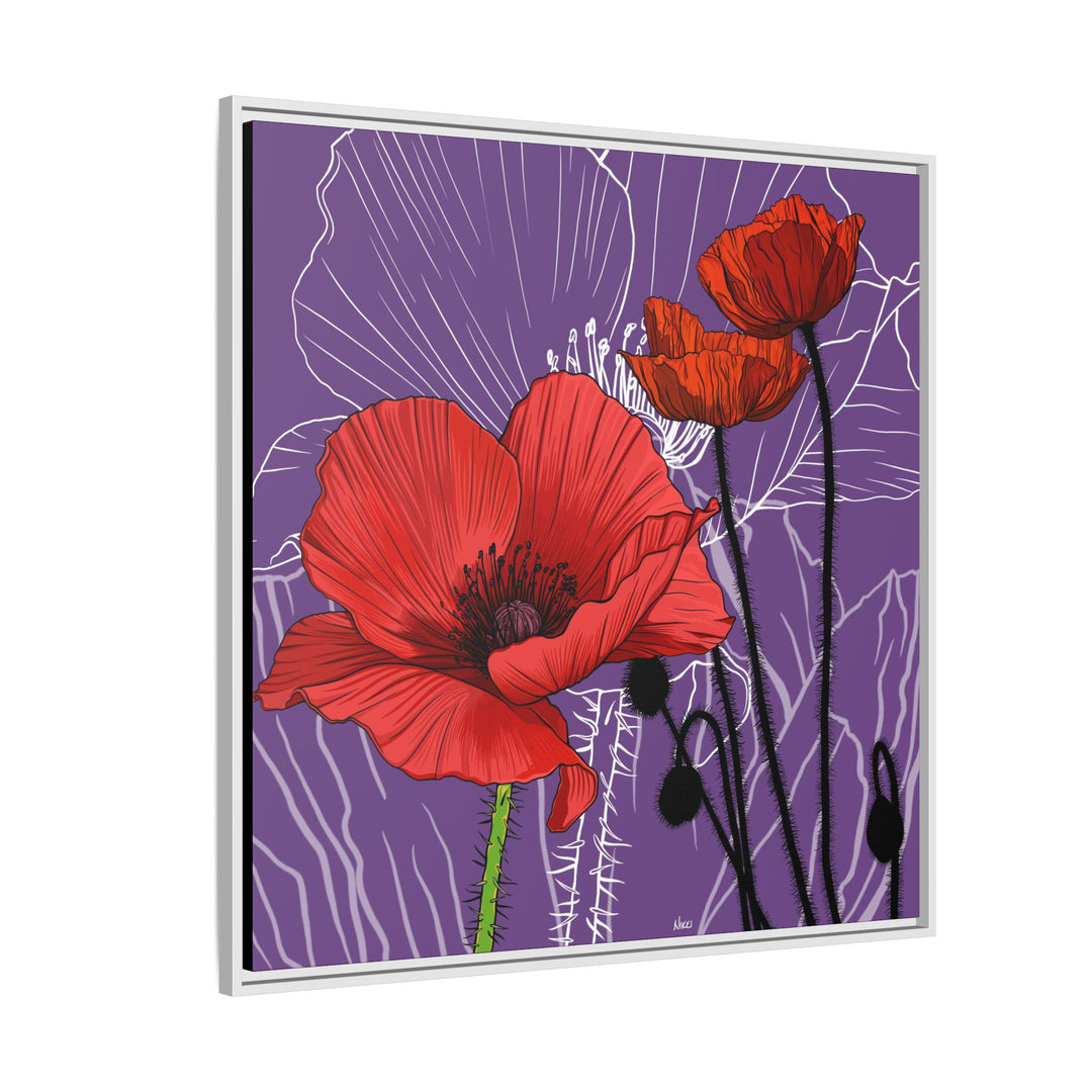 Poppy: August Birth Month Flower — Framed Canvas Print Wall Art