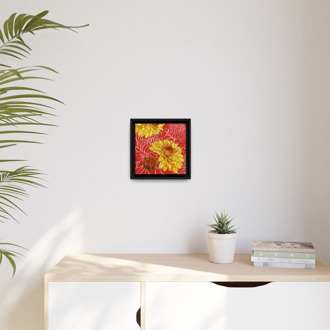 Chrysanthemum: November Birth Month Flower — Framed Canvas Print Wall Art