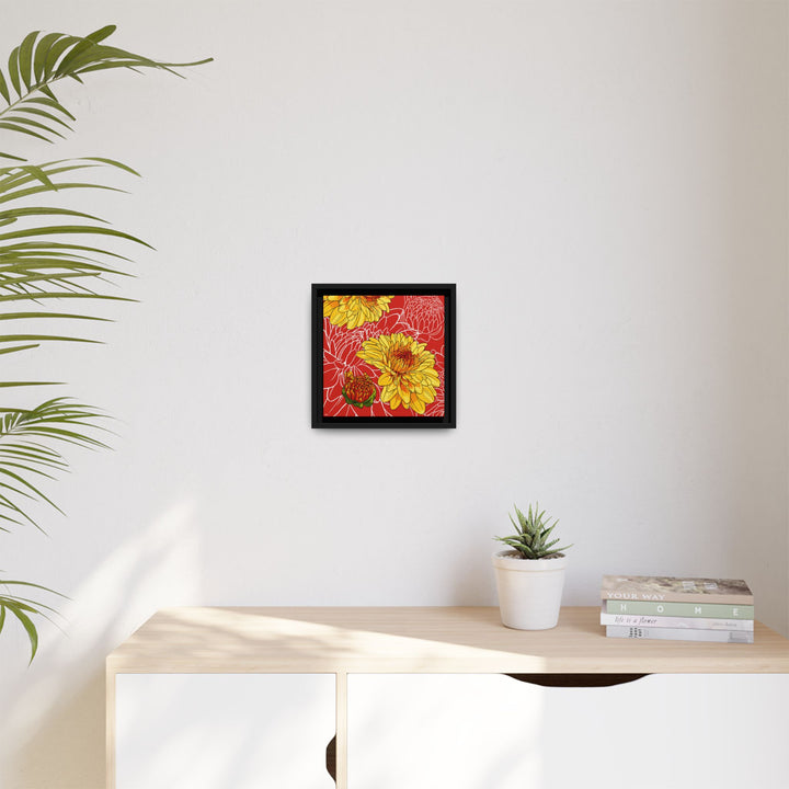 Chrysanthemum: November Birth Month Flower — Framed Canvas Print Wall Art