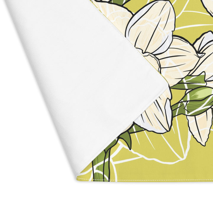Paperwhite Cotton Twill Placemat — December Birth Month Flower