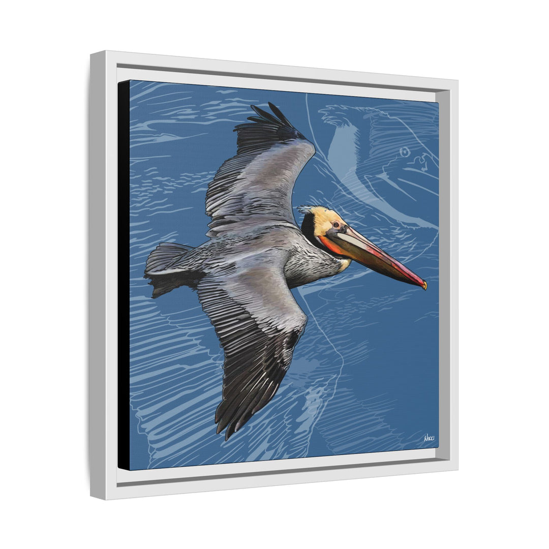 Brown Pelican: Louisiana State Bird  —  Framed Canvas Print