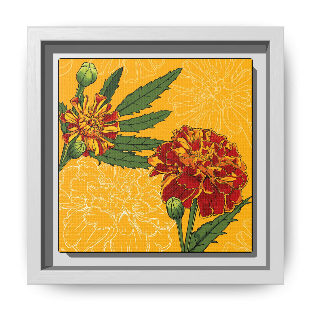Marigold: October Birth Month Flower — Framed Canvas Print Wall Art