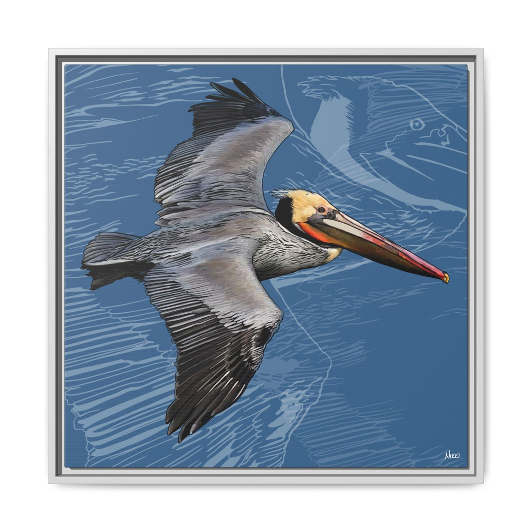 Brown Pelican: Louisiana State Bird  —  Framed Canvas Print