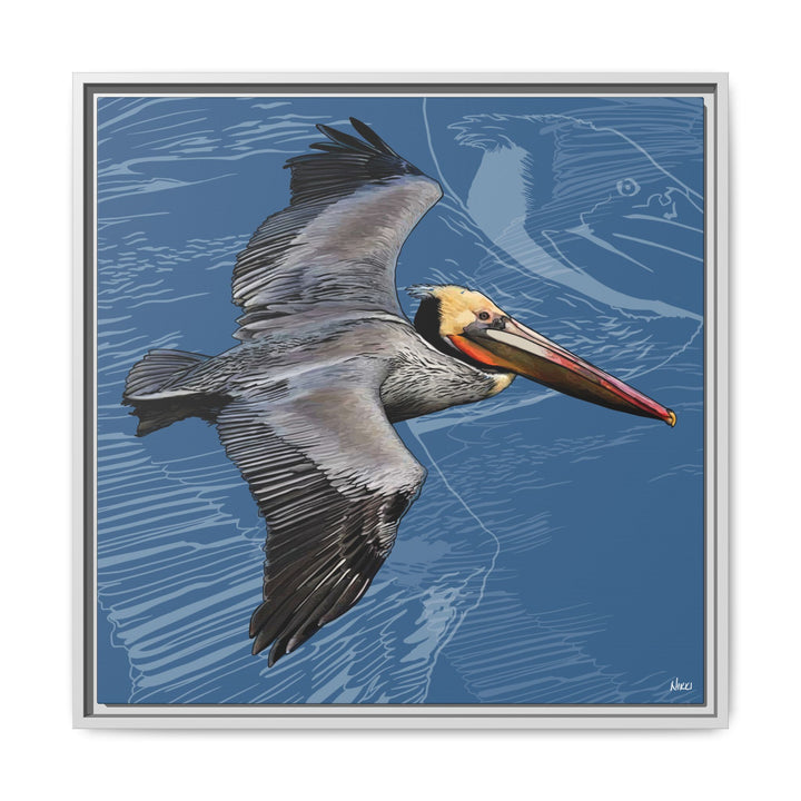 Brown Pelican: Louisiana State Bird  —  Framed Canvas Print