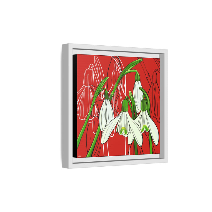 Snowdrop: January Birth Month Flower — Framed Canvas Print Wall Art