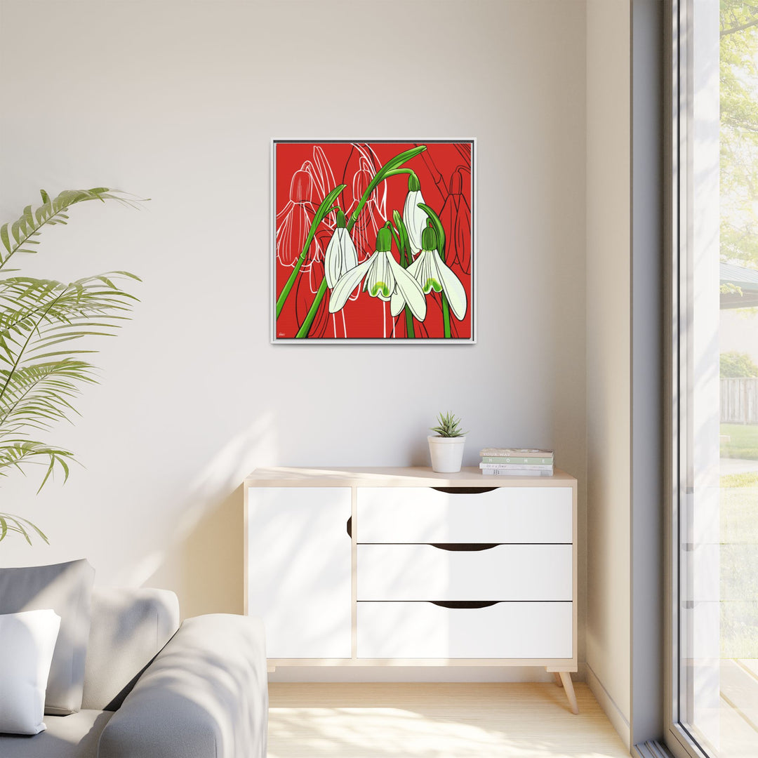 Snowdrop: January Birth Month Flower — Framed Canvas Print Wall Art