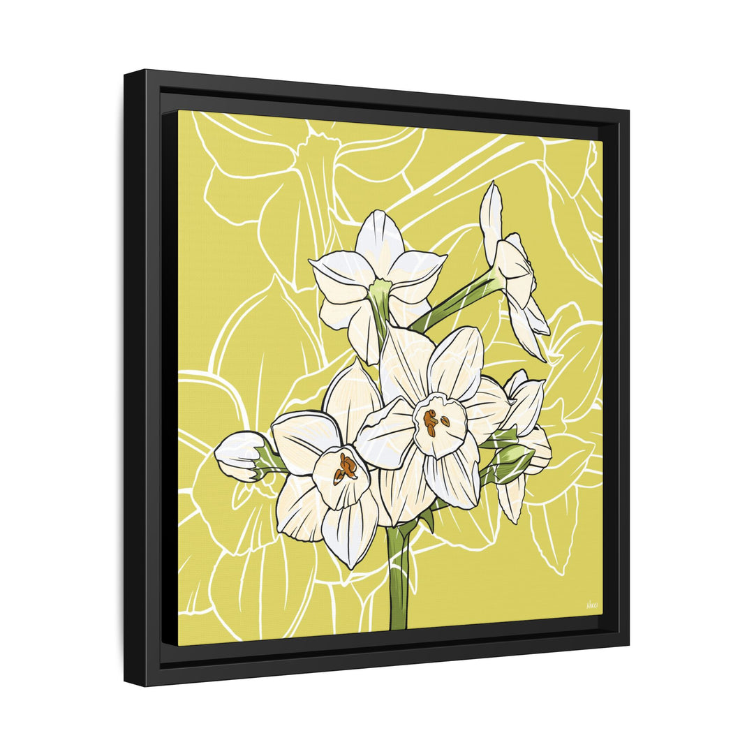 Paperwhite: December Birth Month Flower — Framed Canvas Print Wall Art