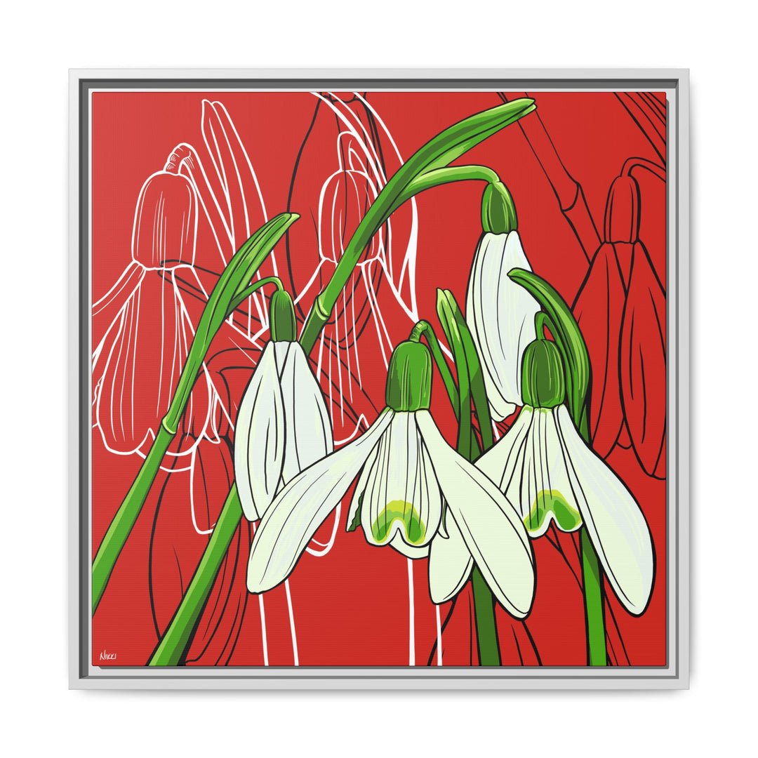 Snowdrop: January Birth Month Flower — Framed Canvas Print Wall Art