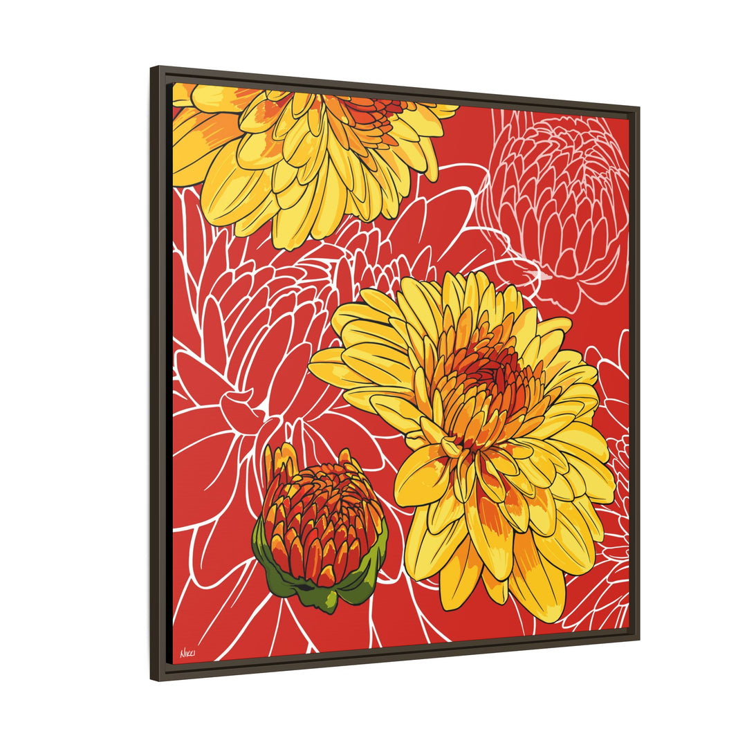 Chrysanthemum: November Birth Month Flower — Framed Canvas Print Wall Art