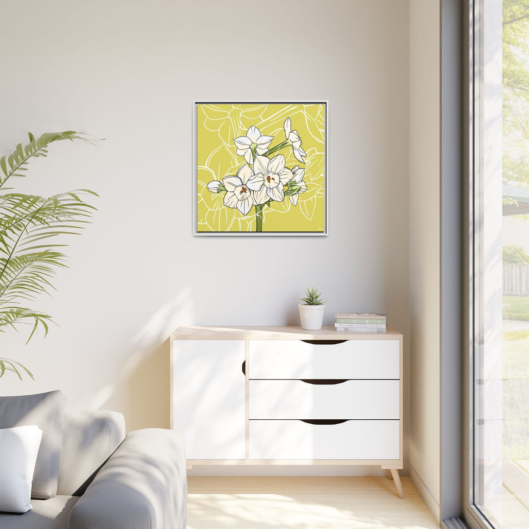Paperwhite: December Birth Month Flower — Framed Canvas Print Wall Art