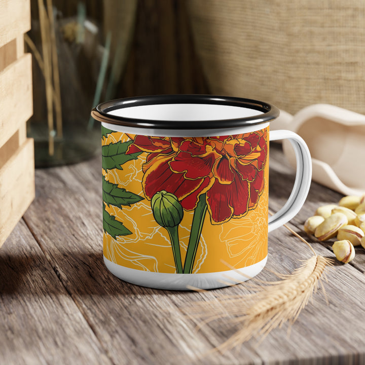 Marigold Enamel Camp Mug — October Birth Month Flower