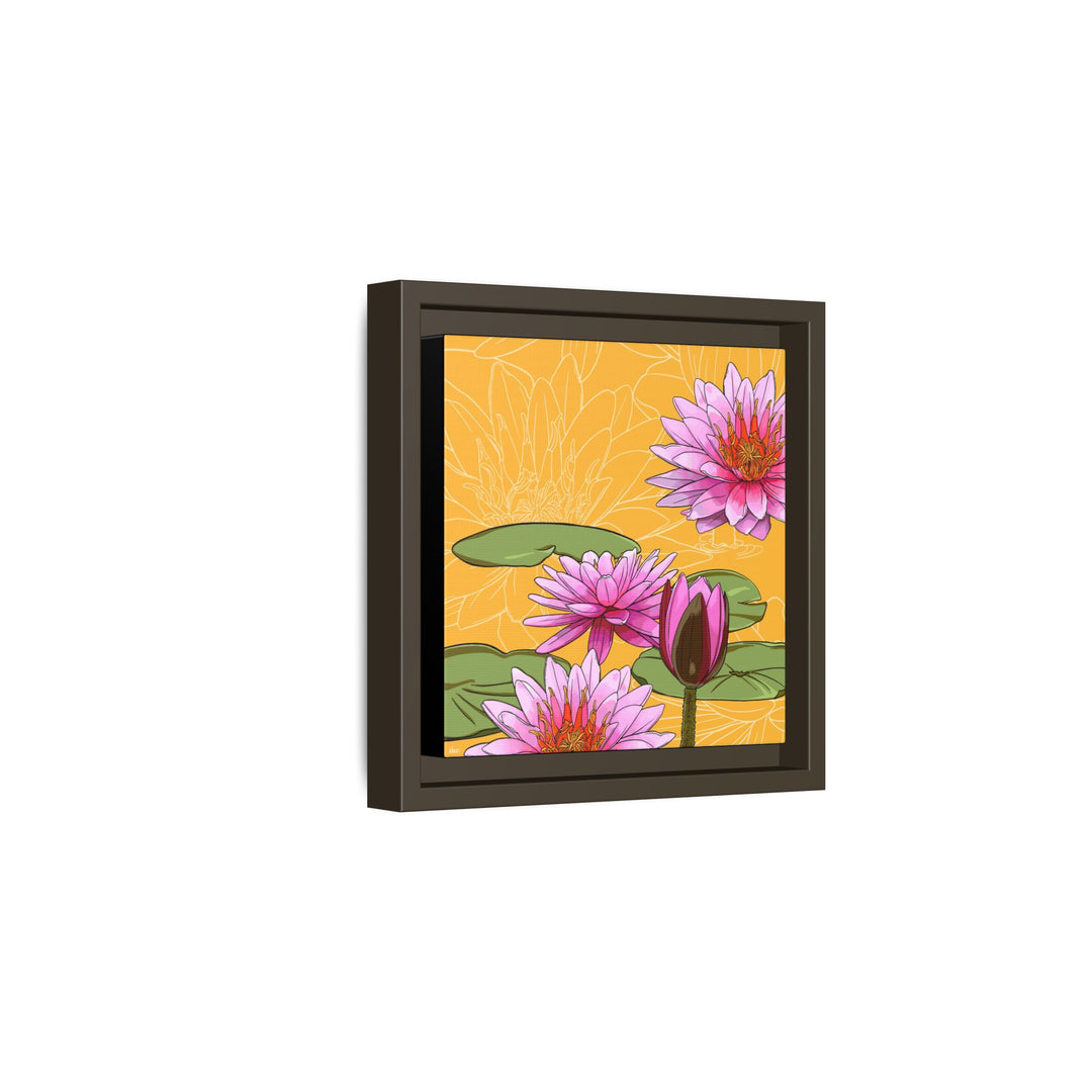 Water Lily: July Birth Month Flower — Framed Canvas Print Wall Art