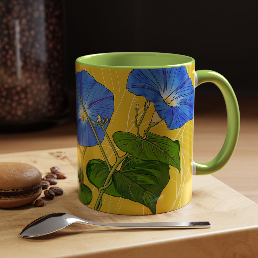Blue Morning Glory Ceramic Coffee Mug — September Birth Month Flower