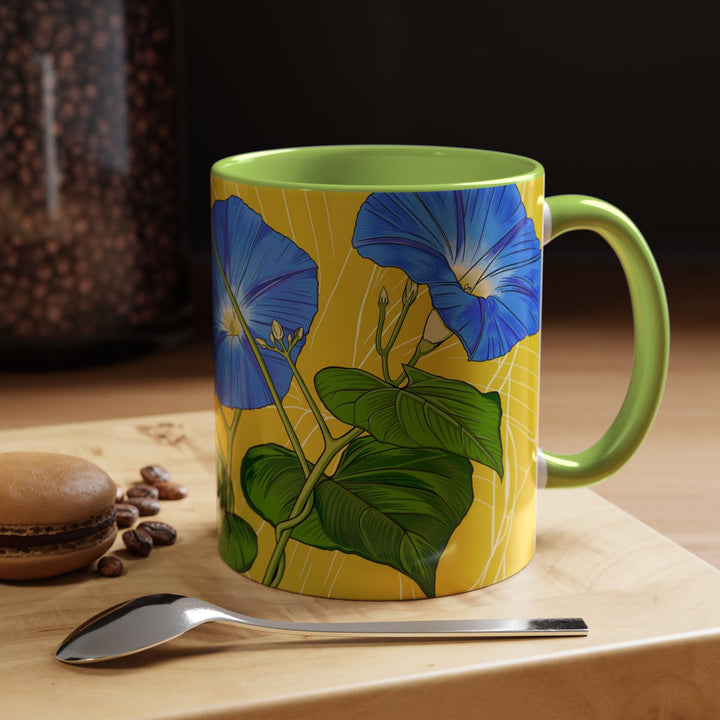 Blue Morning Glory Ceramic Coffee Mug — September Birth Month Flower