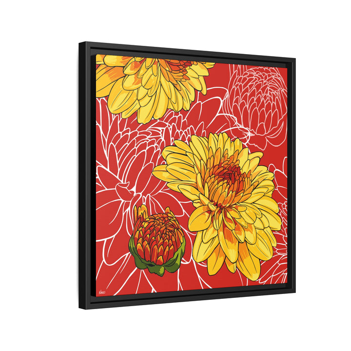 Chrysanthemum: November Birth Month Flower — Framed Canvas Print Wall Art