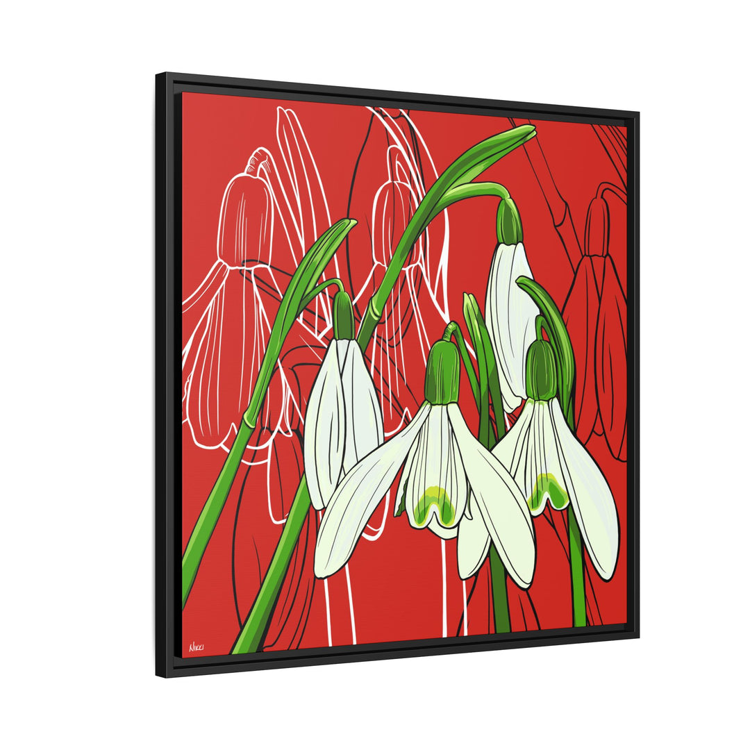 Snowdrop: January Birth Month Flower — Framed Canvas Print Wall Art