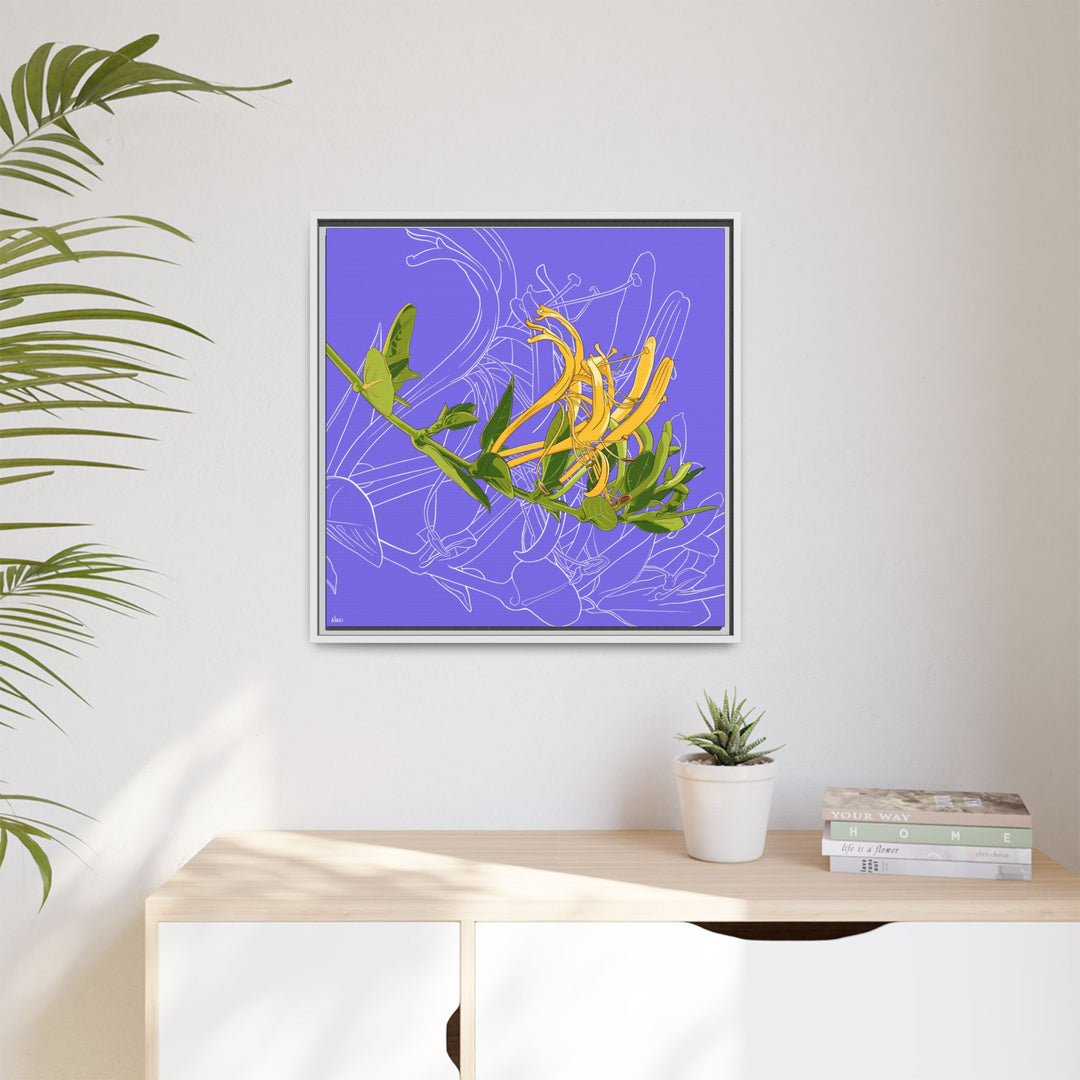 Honeysuckle: June Birth Month Flower — Framed Canvas Print Wall Art