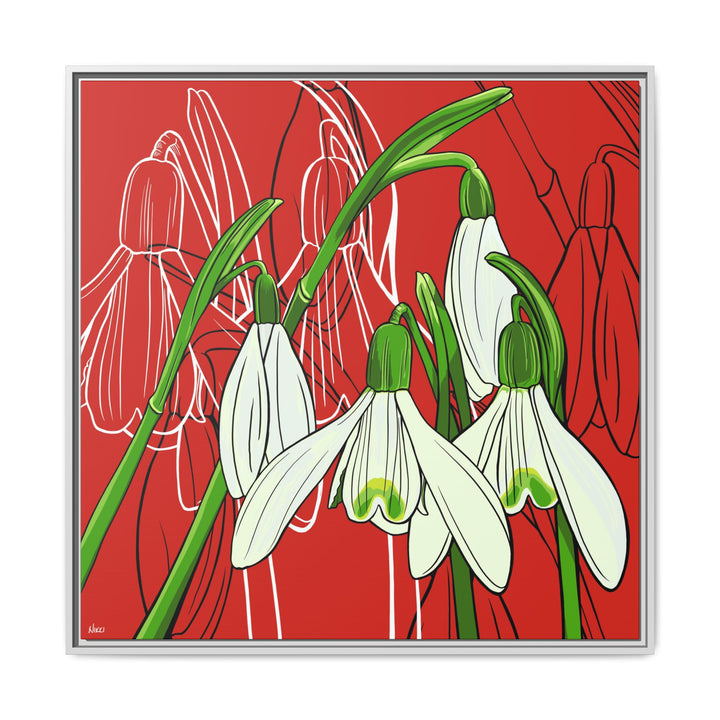 Snowdrop: January Birth Month Flower — Framed Canvas Print Wall Art
