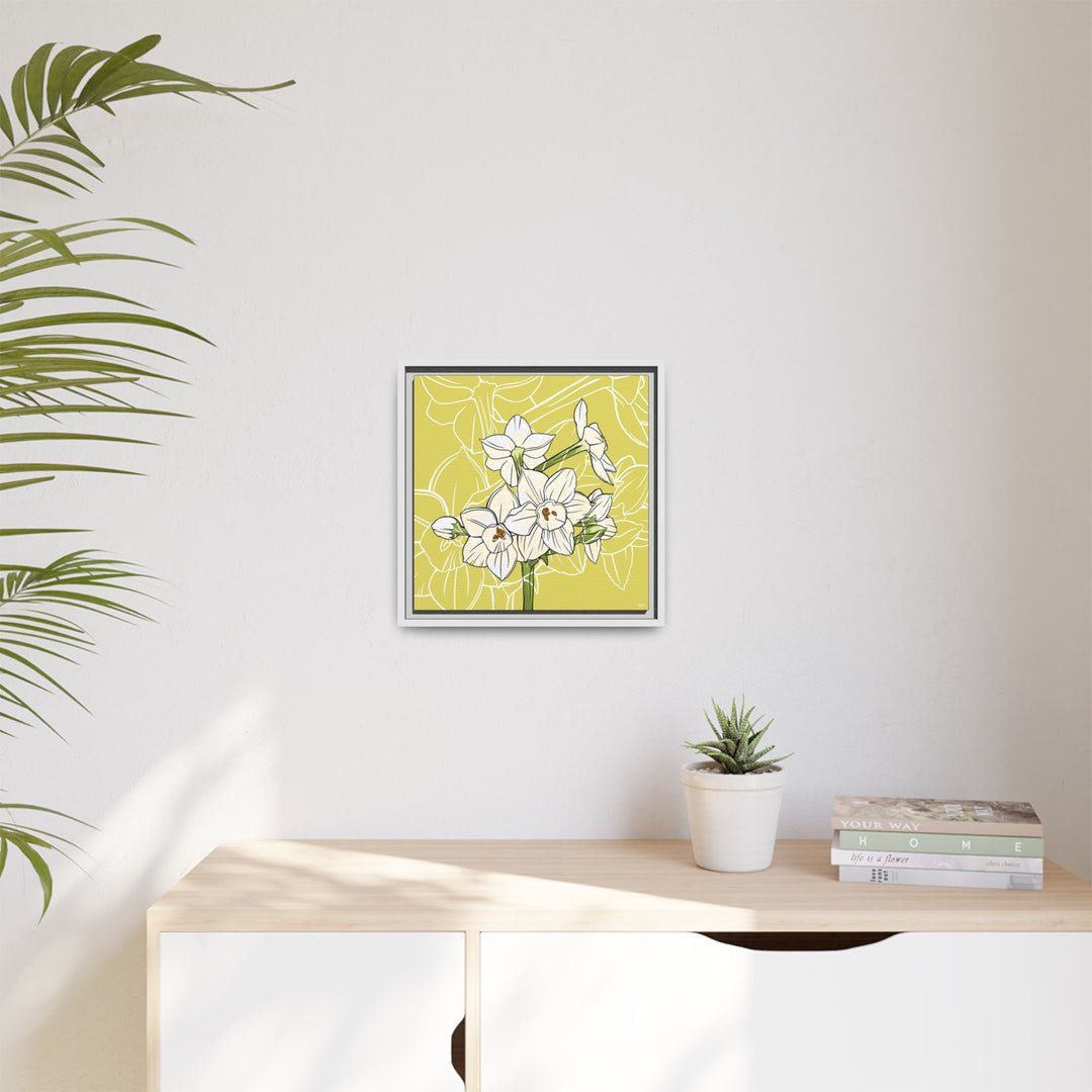 Paperwhite: December Birth Month Flower — Framed Canvas Print Wall Art