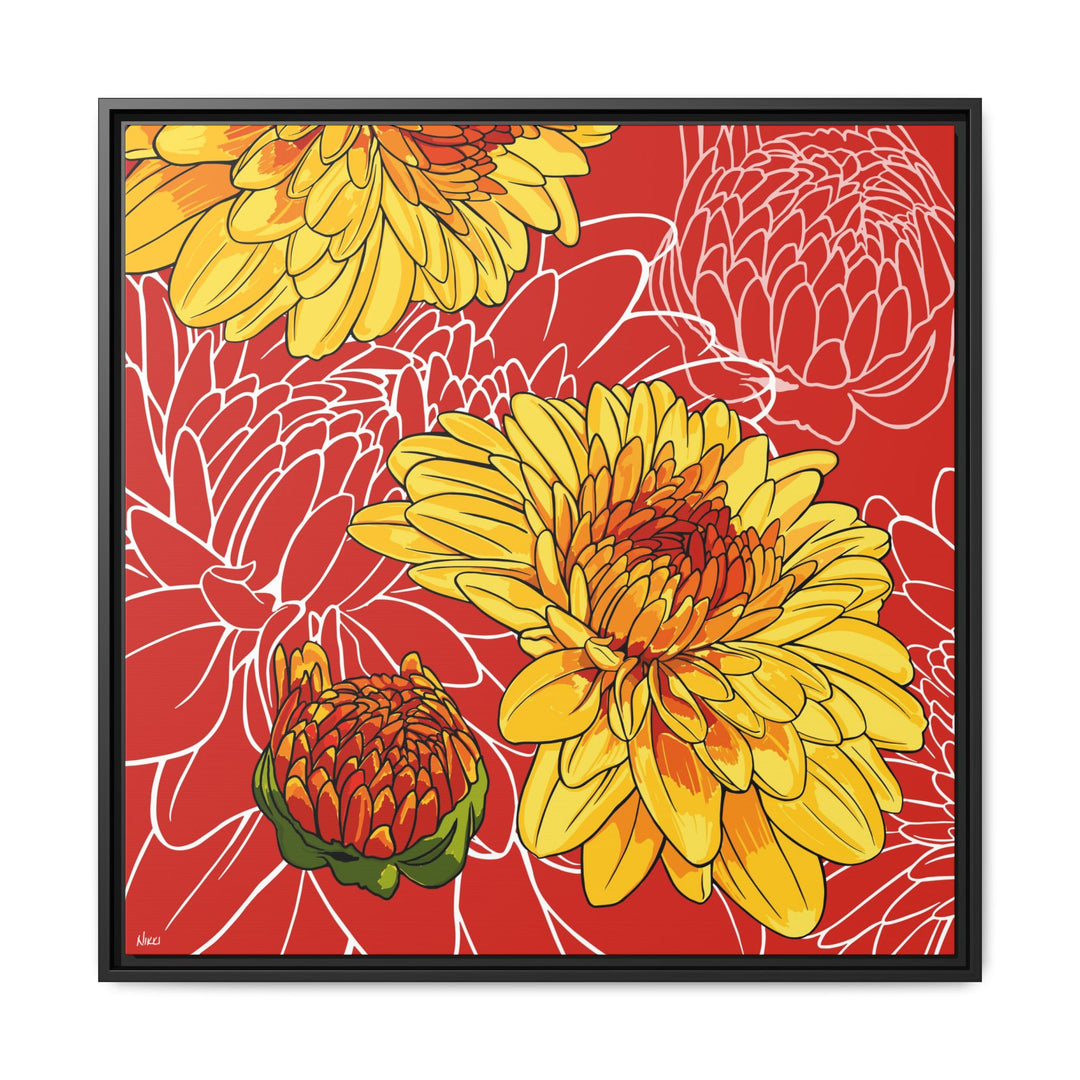 Chrysanthemum: November Birth Month Flower — Framed Canvas Print Wall Art