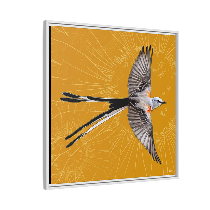 Scissor Tailed Flycatcher: Oklahoma State Bird — Framed Canvas Print Wall Art