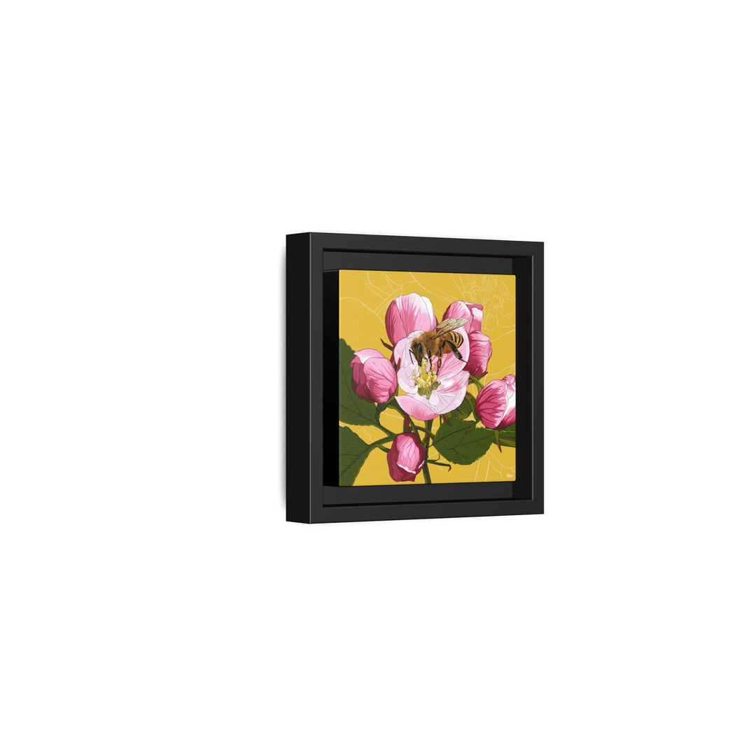 Apple Blossom & Honeybee Framed Canvas — Arkansas State Flower Wall Art