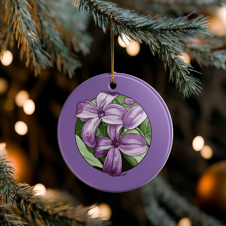 Lilac Floral Ceramic Ornament — Double-Sided