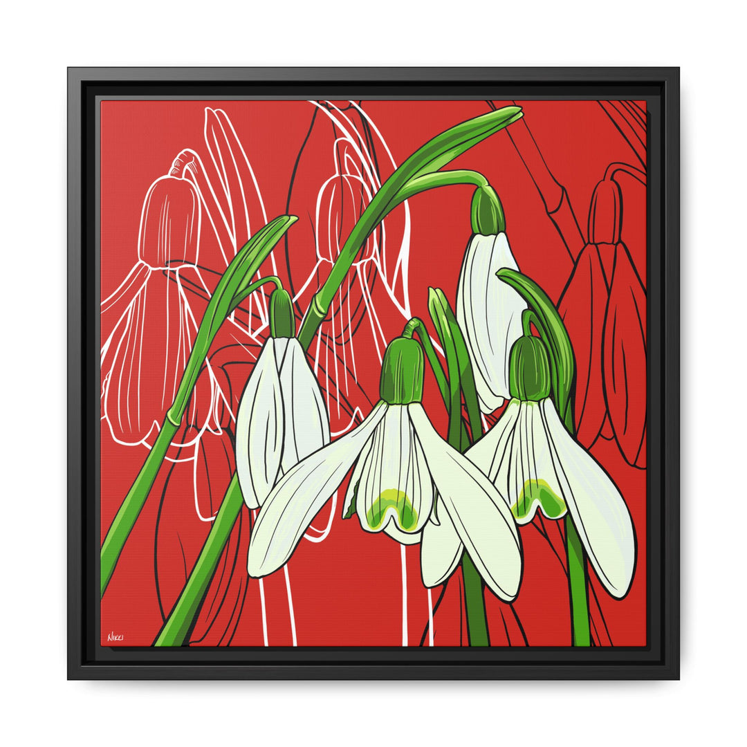 Snowdrop: January Birth Month Flower — Framed Canvas Print Wall Art