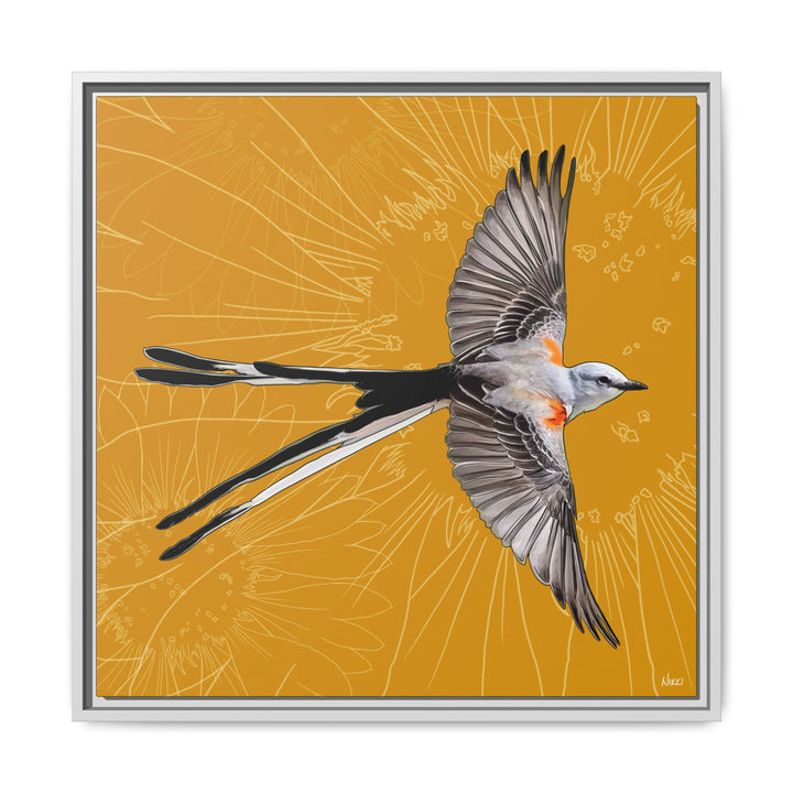 Scissor Tailed Flycatcher: Oklahoma State Bird — Framed Canvas Print Wall Art