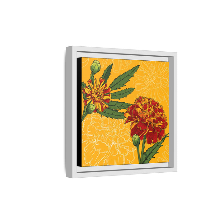 Marigold: October Birth Month Flower — Framed Canvas Print Wall Art