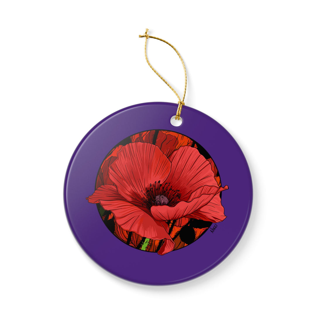 Red Poppy Ceramic Ornament — Double-Sided