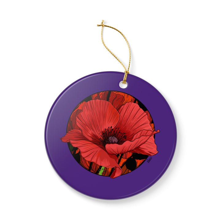 Red Poppy Ceramic Ornament — Double-Sided