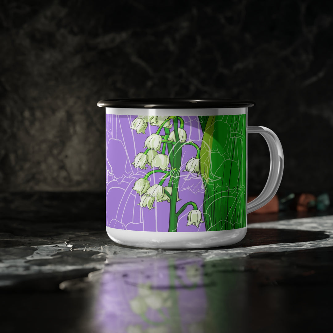 Lily of the Valley Enamel Camp Cup — May Birth Month Flower