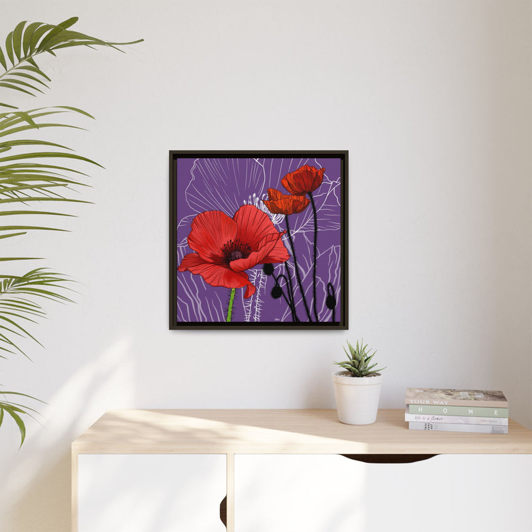 Poppy: August Birth Month Flower — Framed Canvas Print Wall Art