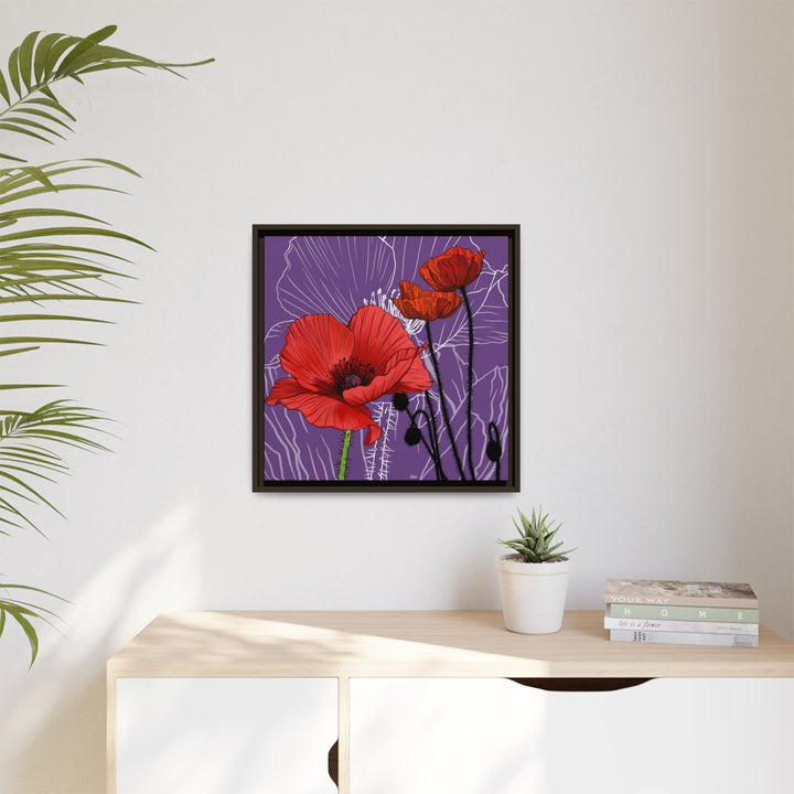 Poppy: August Birth Month Flower — Framed Canvas Print Wall Art